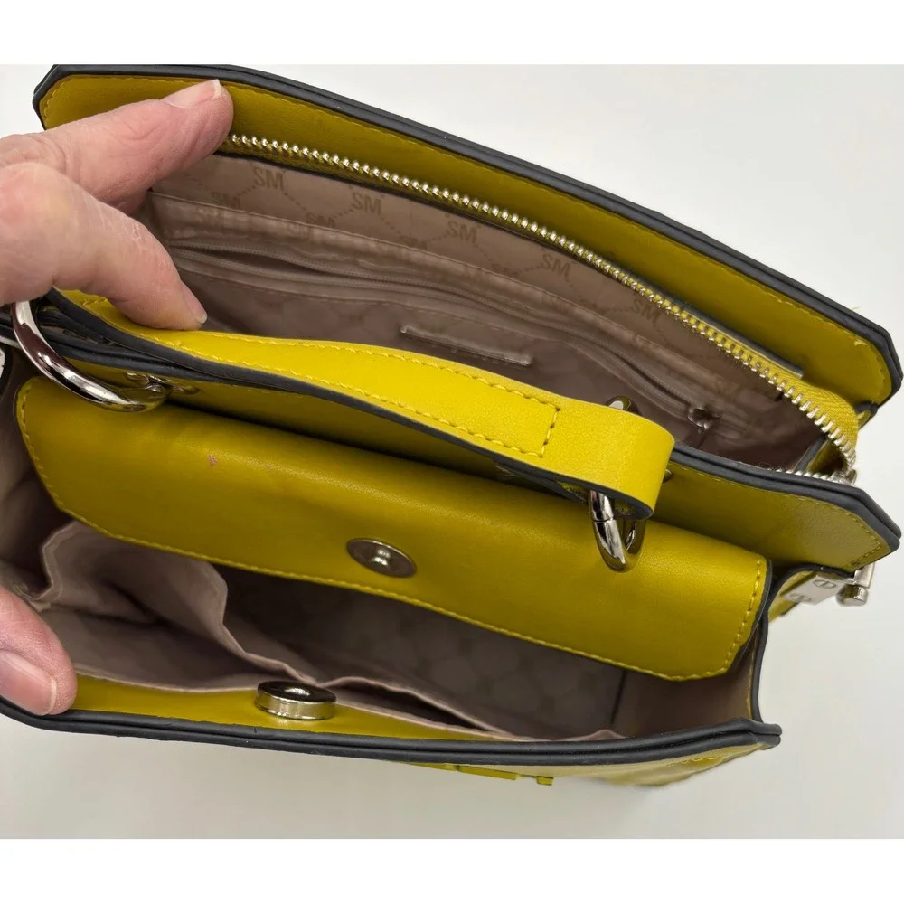 Steve Madden Mustard Yellow Top Handle Satchel Bag Silver Hardware